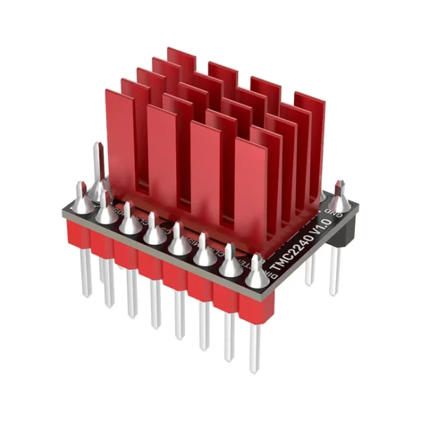 Bigtreetech TMC2240 V1.0 Stepper Motor Driver with red heatsink for 3D printer.