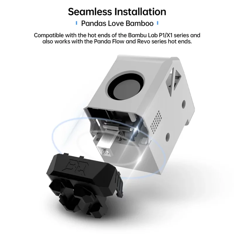 Panda Jet Cooling Fan Duct for Bambu Lab X1/P1 Hotend & Panda Revo. Seamless installation for improved cooling.