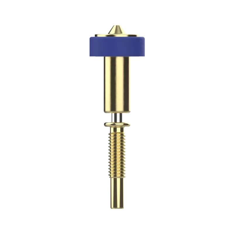 Brass Single Nozzle: Gold brass nozzle with blue top, ideal for various applications. Brass Nozzles.