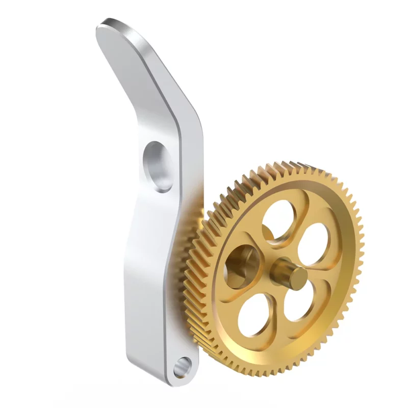 Panda Claw Extruder Gear Set for Bambu X1/P1/A1 Series: Silver and gold gears, essential for 3D printer extruders.