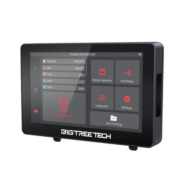 BIGTREETECH K-Touch 3D printer touchscreen interface displaying printer status and settings