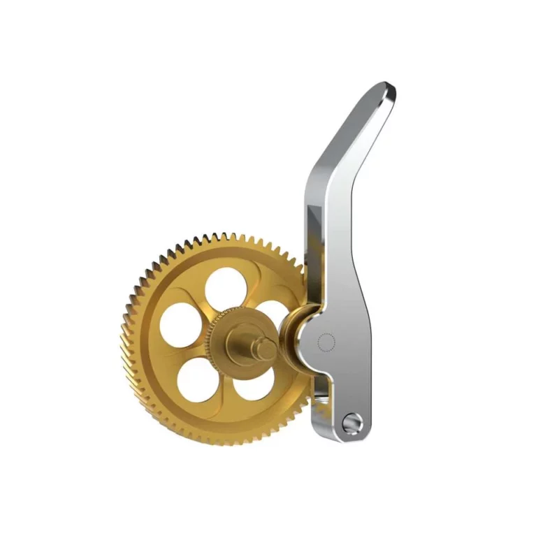 Panda Claw Extruder Gear Set for Bambu X1/P1/A1 Series: Gold gear and silver lever