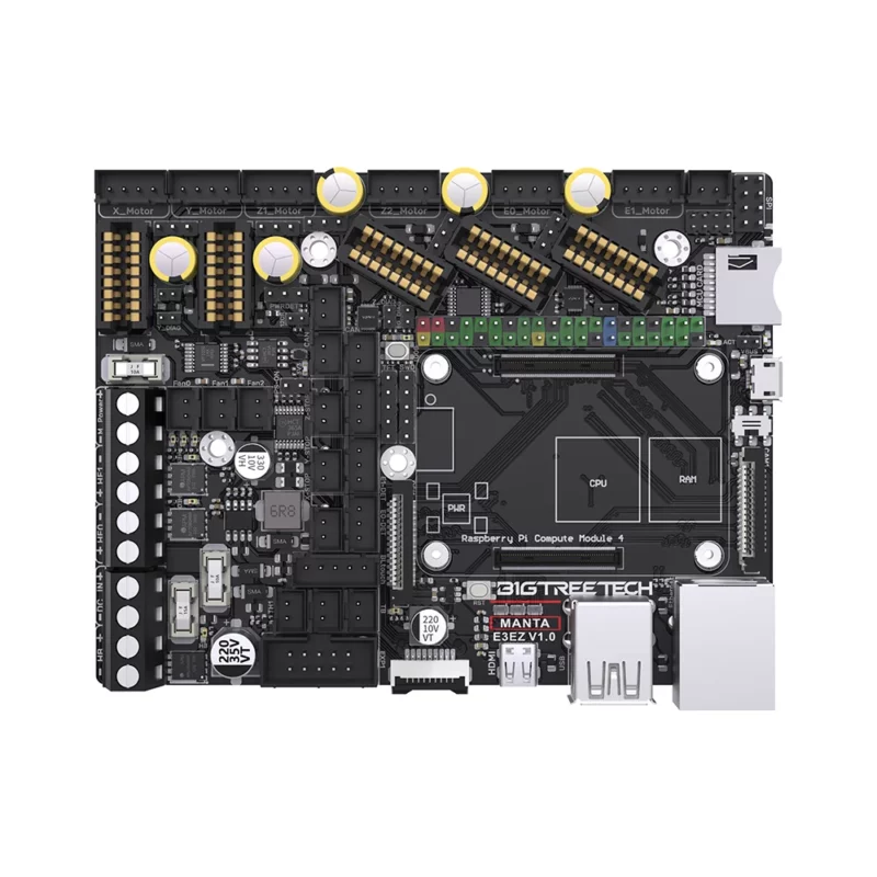 BIGTREETECH Manta E3EZ 32Bit Motherboard, a Raspberry Pi upgrade for 3D printers like Ender3 V2 and Ender5 Pro.