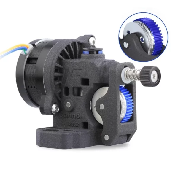 Mellow NF Cannon Worm Extruder V1.2 Direct Drive with LDO motor, features blue gears and a spring-loaded tensioner.