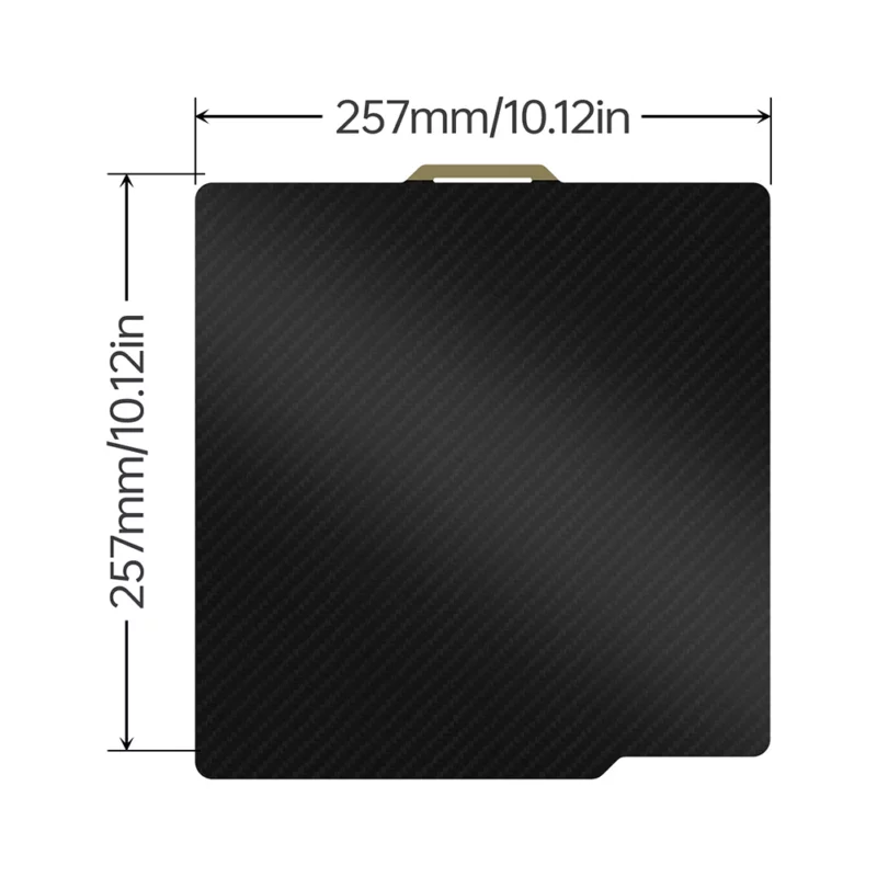 Panda Buildplate Textured PEI, black square build plate with dimensions 257mm/10.12in for 3D printing.