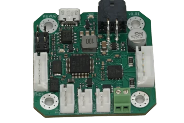 HUVUD Toolboard v0.62 with CanBoot Flashed: Green circuit board with various connectors and components, including Huvud Toolboard V0.62