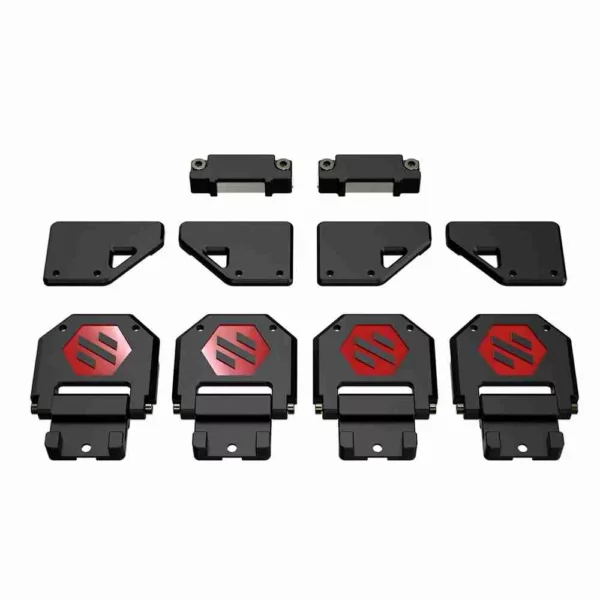 Chaoticlab Voron 2.4 CNC Door Mounting Kit, black aluminum alloy frame parts with ChaoticLab Voron logo
