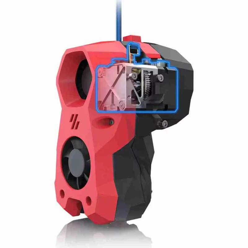 BIQU H2 V2X Extruder for 3D printing, with cutaway view showing internal mechanics, including the H2 V2X hotend