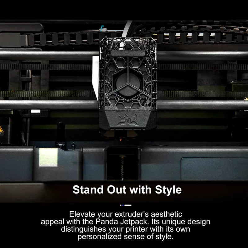 BIQU Panda Jetpack for Bambu Lab: Lightweight hollow design extruder cover with integrated cooling fan for 3D printers.