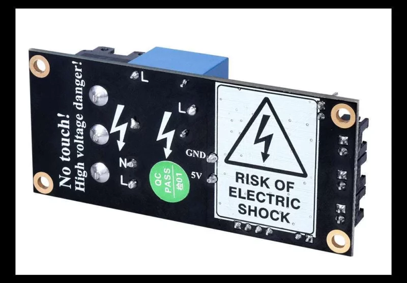 Bigtreetech Relay V1.2 Automatic Shutdown module with high voltage warning, risk of electric shock.