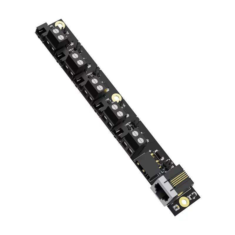 BigTreeTech CEB: Black circuit board with terminal blocks and RJ45 connector for 3D printer or CNC machine control.