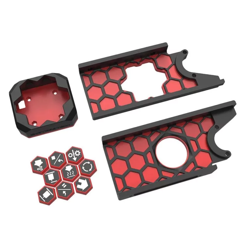 BigTreeTech HBB/HBB Fe - 3D printer part with black and red honeycomb design and various icons