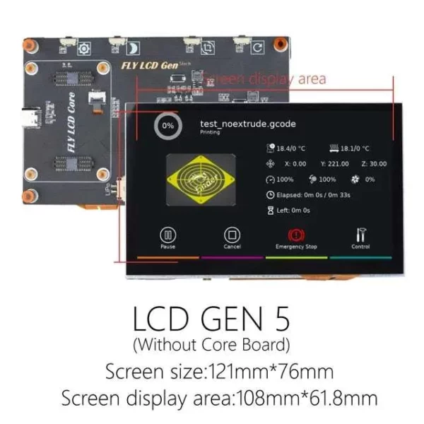 Mellow FLY LCD Display Screen with Core DIS/Hdmi: Touch screen display for 3D printer control, featuring Mellow Fly LCD technology.