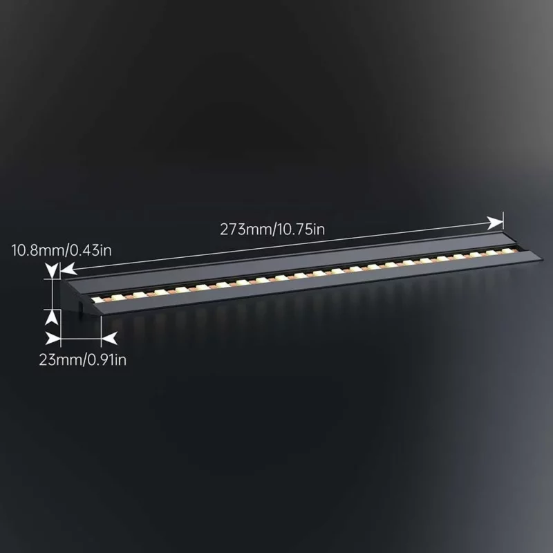 Panda Lux LED Upgrade Kit. Black rectangular LUX LED light strip with dimensions: 273mm/10.75in long, 23mm/0.91in wide, 10.8mm/0.43in high.