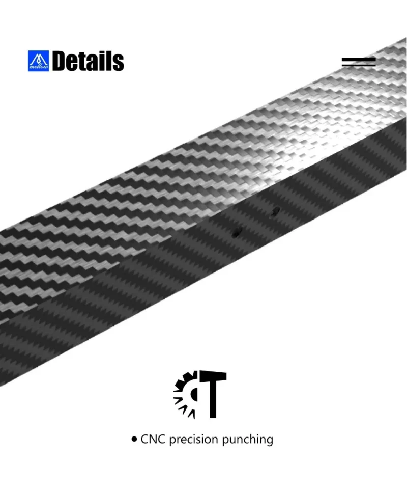 CNC Voron 2.4 CF-Tube carbon fiber square tube with CNC precision punching for lightweight MGN9 and MGN12 applications.