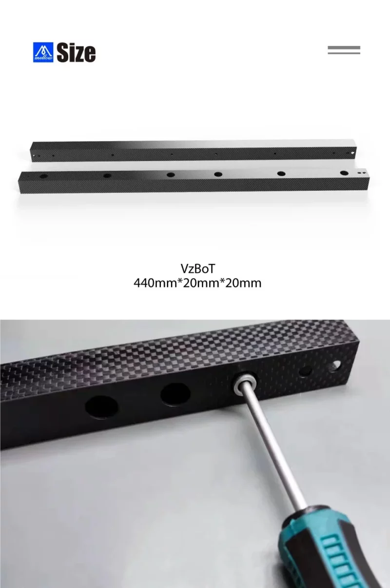 S5b8f2fc0cb9e412896e2250757007310h.webp VzBot 330 CNC CF-Tube Carbon Fiber Square Tube for 3D Printer. Lightweight, roll-wrapped twill design for high-speed performance.