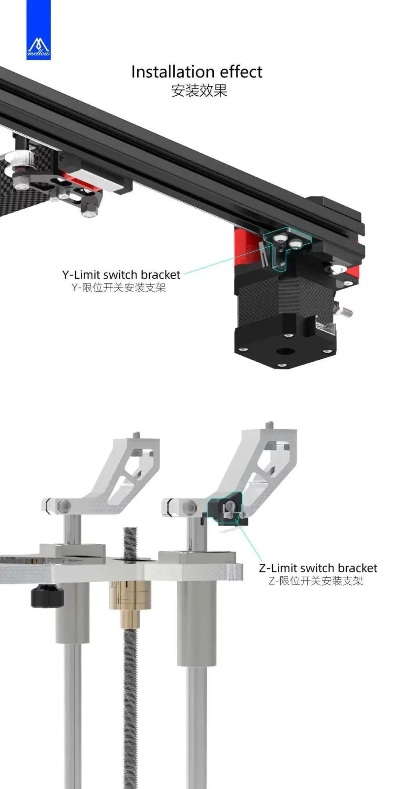 S65764393b303496590d70fd85deee4c4d-1.webp Mellow Upgrade 3D printer with CNC aluminum limit switch brackets for Y and Z axis