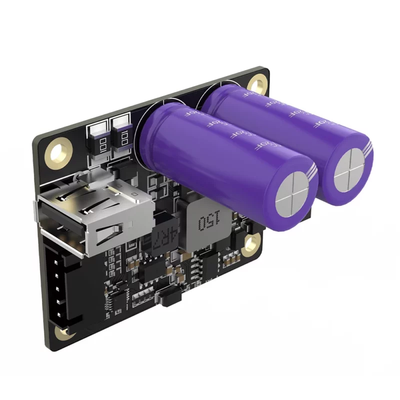 BigTreeTech SKSM V1.0 circuit board with USB port and capacitors for power delivery.