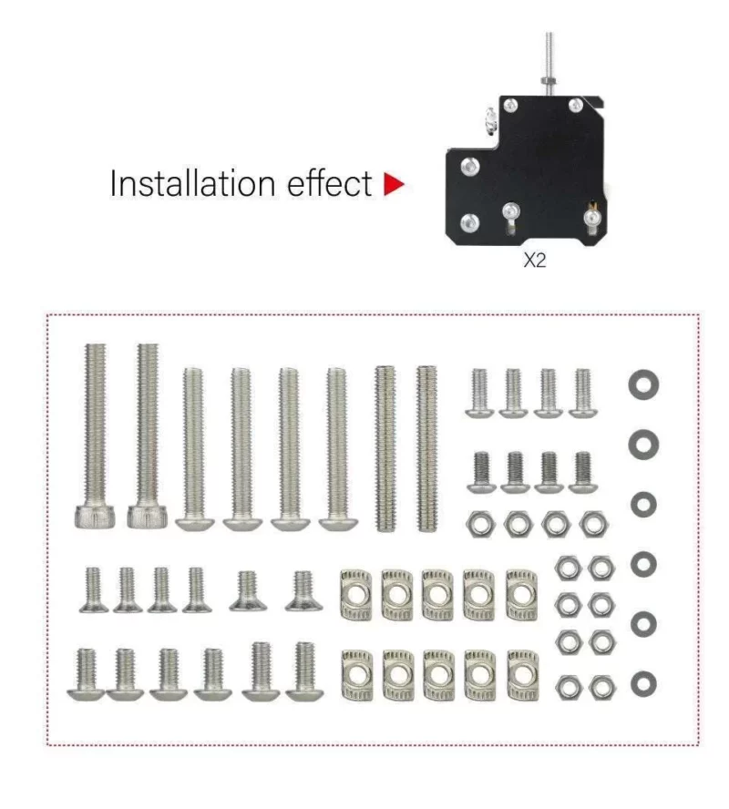 Mellow CNC VzBoT Vz235 3D Printer parts pack including AWD motor mount, Y-axis gantry screws, and titanium bolts. For VZBot VZ235.