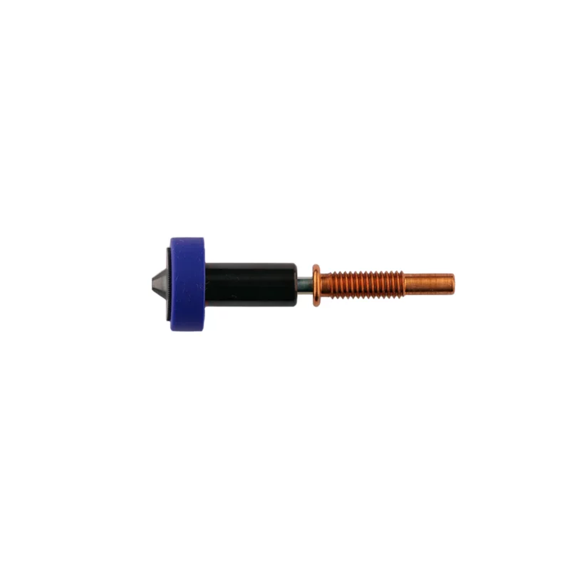 ObXidian High Flow Nozzles for welding, featuring a blue insulator, black body, and copper nozzle tip