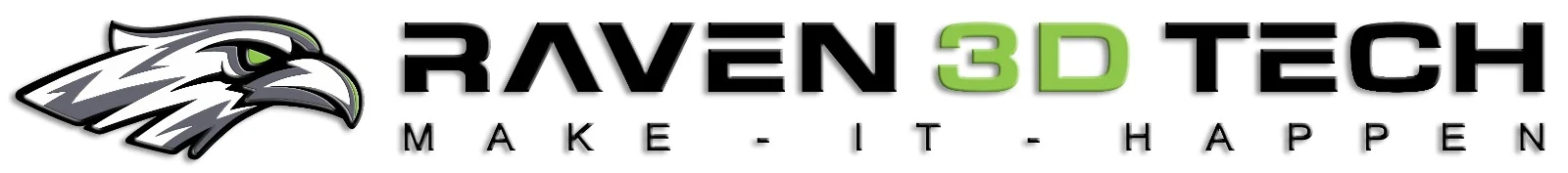 Raven 3D Tech logo featuring a raven head and the text "RAVEN 3D TECH MAKE - IT - HAPPEN.