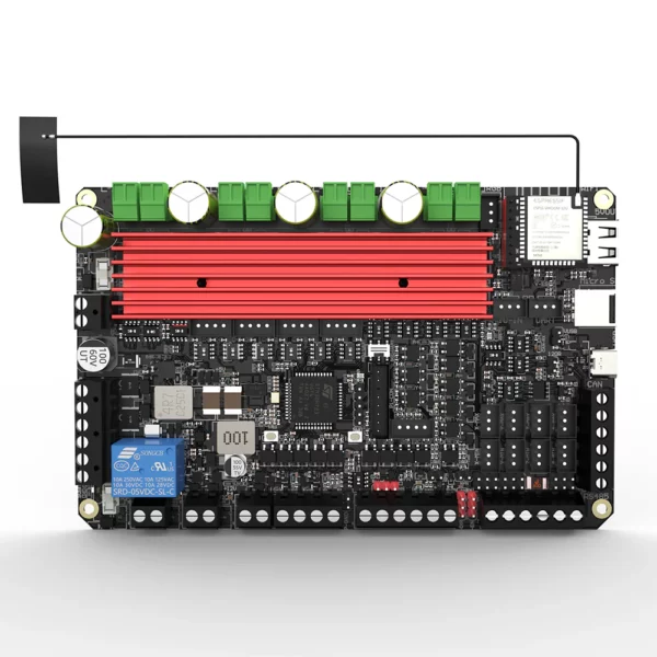 BIGTREETECH Scylla V1.0: 3D printer control board featuring multiple connectors, heatsink, and ESP32 Wi-Fi module for enhanced performance.