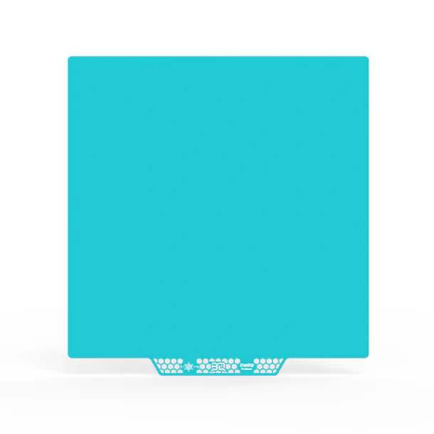 BIQU CryoGrip Pro Glacier Buildplate: Turquoise 3D printer build surface with integrated handle and BIQU CryoGrip logo