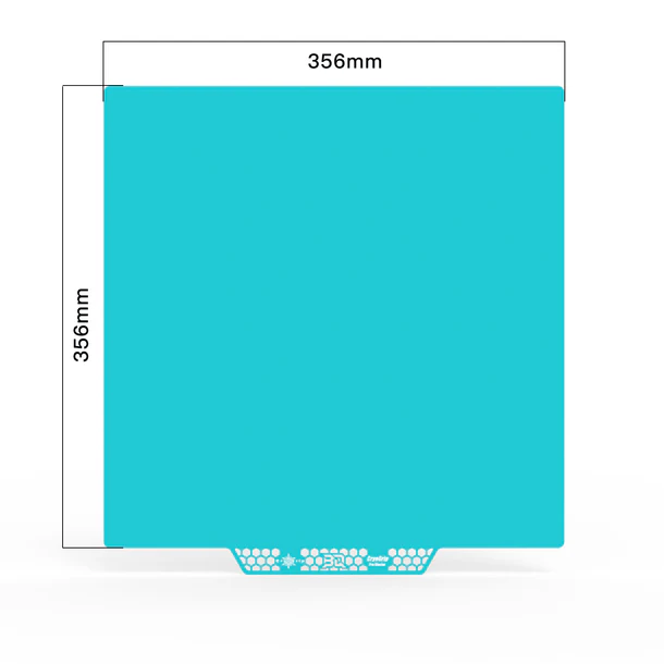 BIQU CryoGrip Pro Glacier Buildplate: Square 3D printer build surface, 356mm x 356mm, with BIQU CryoGrip technology.
