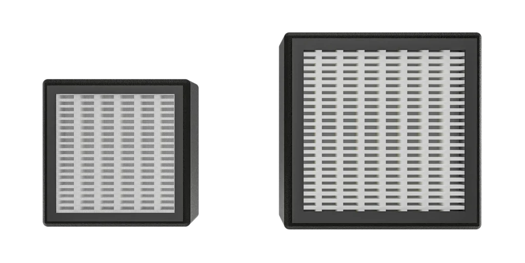 RatRig Rat Pack: Two air filters with white grid and black frame, different sizes.