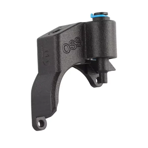 Orbiter Extruder v2.0 Smart Filament Sensor. Black 3D printer Orbiter extruder with blue accents and mounting features.