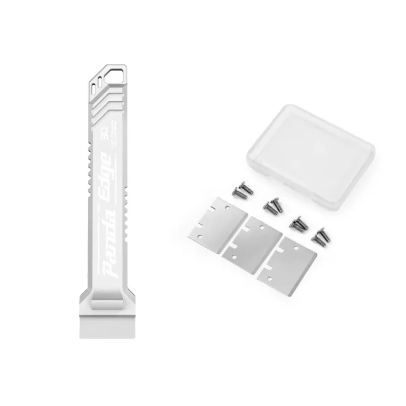 Panda Edge CNC Precision Machined Blade Scraper, silver scraper with blades and screws, for detailed work