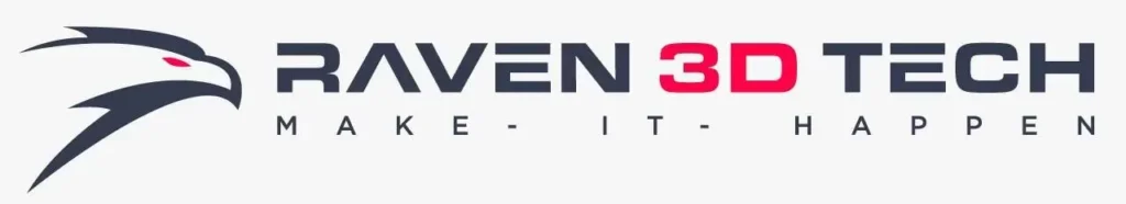 Raven 3D Tech logo: Raven bird graphic with "Raven 3D Tech" text and tagline "Make it Happen