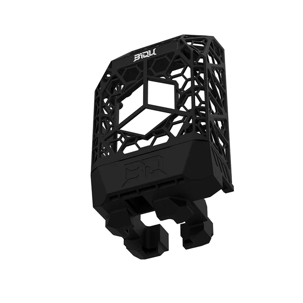 5_1 Panda Jetpack V2: Black 3D printer part with intricate lattice design.