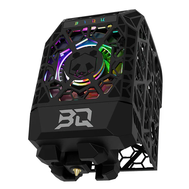 Panda_Jetpack_V2_ 03 Panda Jetpack V2: Black phone cooler with RGB lighting and panda logo, designed for mobile gaming