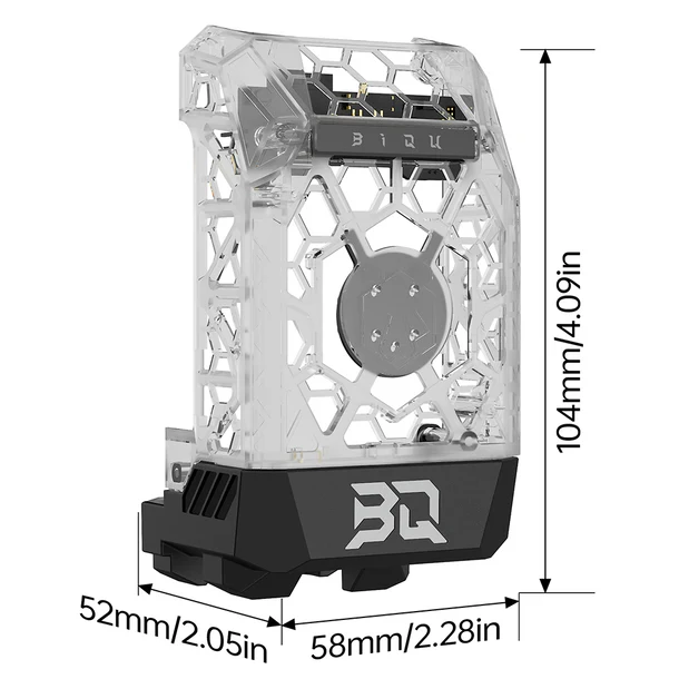 Panda_Jetpack_V2_ 06_a917dfcd 66d7 4598 Aad4 B7934b175990 Panda Jetpack V2: Transparent mobile phone cooler with honeycomb design and black base.