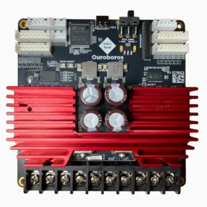 Ouroboros TMC4671: Electronic board with heat sink, connectors, and STM32H723VGT microcontroller