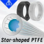 Star Shaped Japanese PTFE Tube 4mm OD: Black, white tubing showing star-shaped inner diameter.