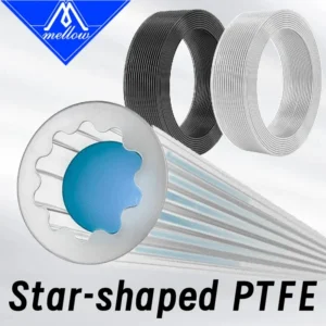 Star Shaped Japanese PTFE Tube 4mm OD: Black, white tubing showing star-shaped inner diameter.