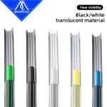 Star Shaped PTFE Tube: Translucent 4mm OD tubes with green, black, white, yellow, and blue inserts.