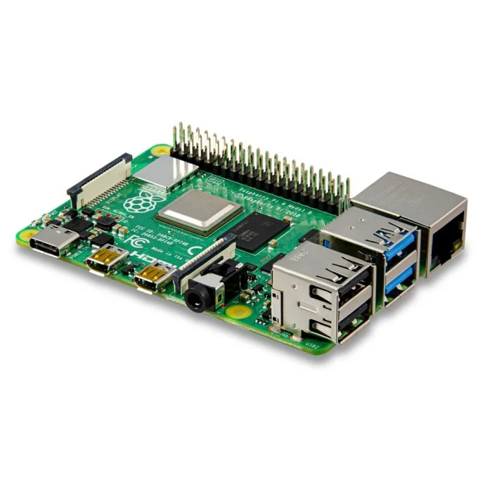Raspberry Pi 4 Model B 4GB single-board computer showing ports and GPIO pins