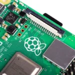 Raspberry Pi 4 Model B 4GB: Close-up of the board showing components, connectors, and the Raspberry Pi logo.