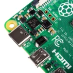 Raspberry Pi 4 Model B 4GB: Close-up of circuit board featuring MXL chip, HDMI ports, and power input