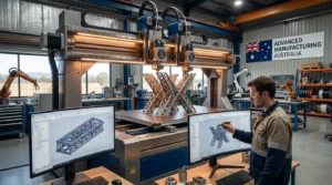 Advanced manufacturing in Australia: Engineer designs a metal truss structure with 3D printing technology.