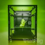 Rat Rig V-Core 4.1 Upgrade Kit: Green 3D printer with a printed green figure inside.