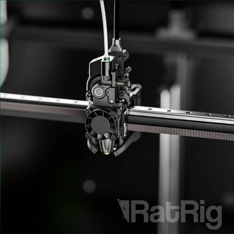 Rat Rig V-Core 4.1 Upgrade Kit extruder close-up. High-performance 3D printer upgrade component.