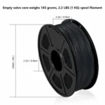 SUNLU PLA Carbon Fiber 1.75mm 1kg filament spool. Standard size with dimensions shown. ASA filament alternative.