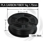 SUNLU PLA Carbon Fiber 1.75mm 1kg Filament spool. Black 3D printer filament.