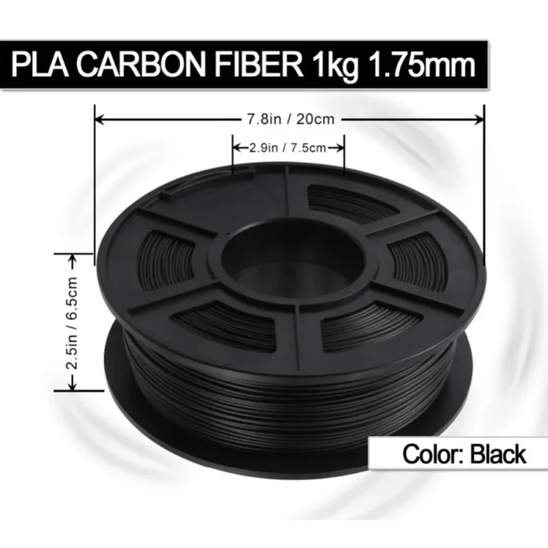 SUNLU PLA Carbon Fiber 1.75mm 1kg Filament spool. Black 3D printer filament.