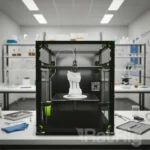 Rat Rig V-Core 4.1 Upgrade Kit 3D printer printing a white object in a laboratory.