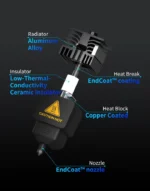Phaetus Conch Hotend H2D M4 EndCoat Nozzle_0.4mm featuring aluminum radiator, ceramic insulator, copper coated heat block, and EndCoat nozzle